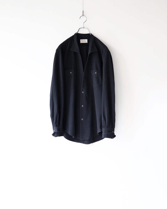 5.5oz selvage DENIM SHIRT "WASHED BLACK"