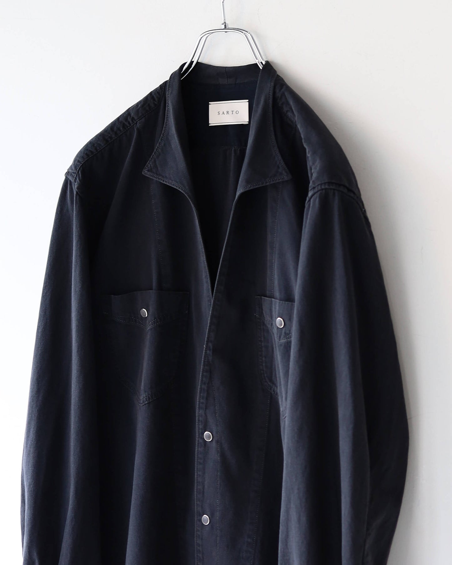 5.5oz selvage DENIM SHIRT "WASHED BLACK"