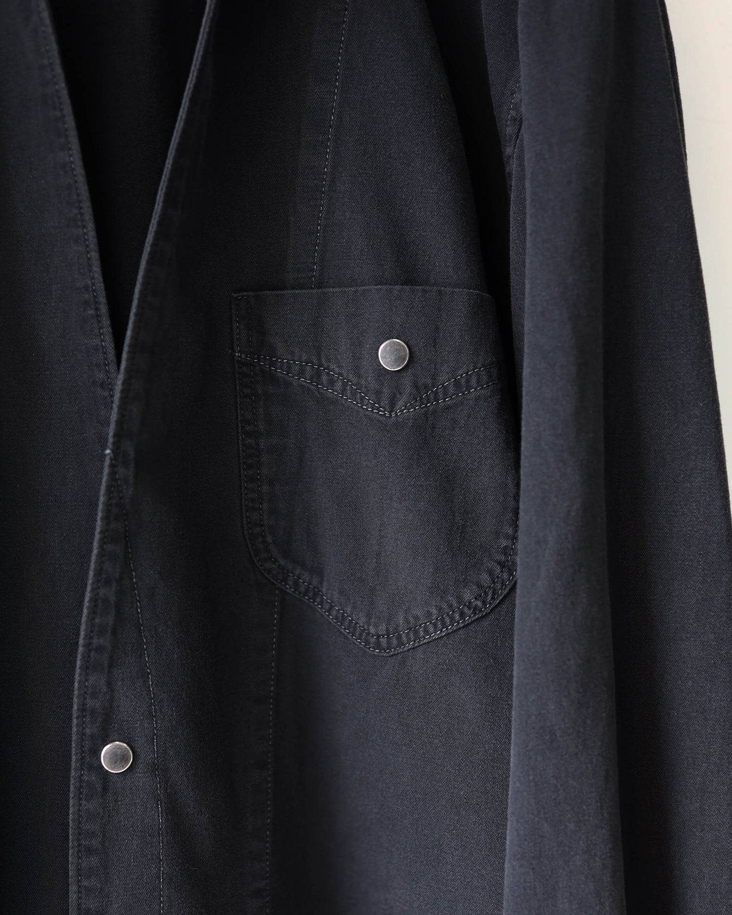 5.5oz selvage DENIM SHIRT "WASHED BLACK"
