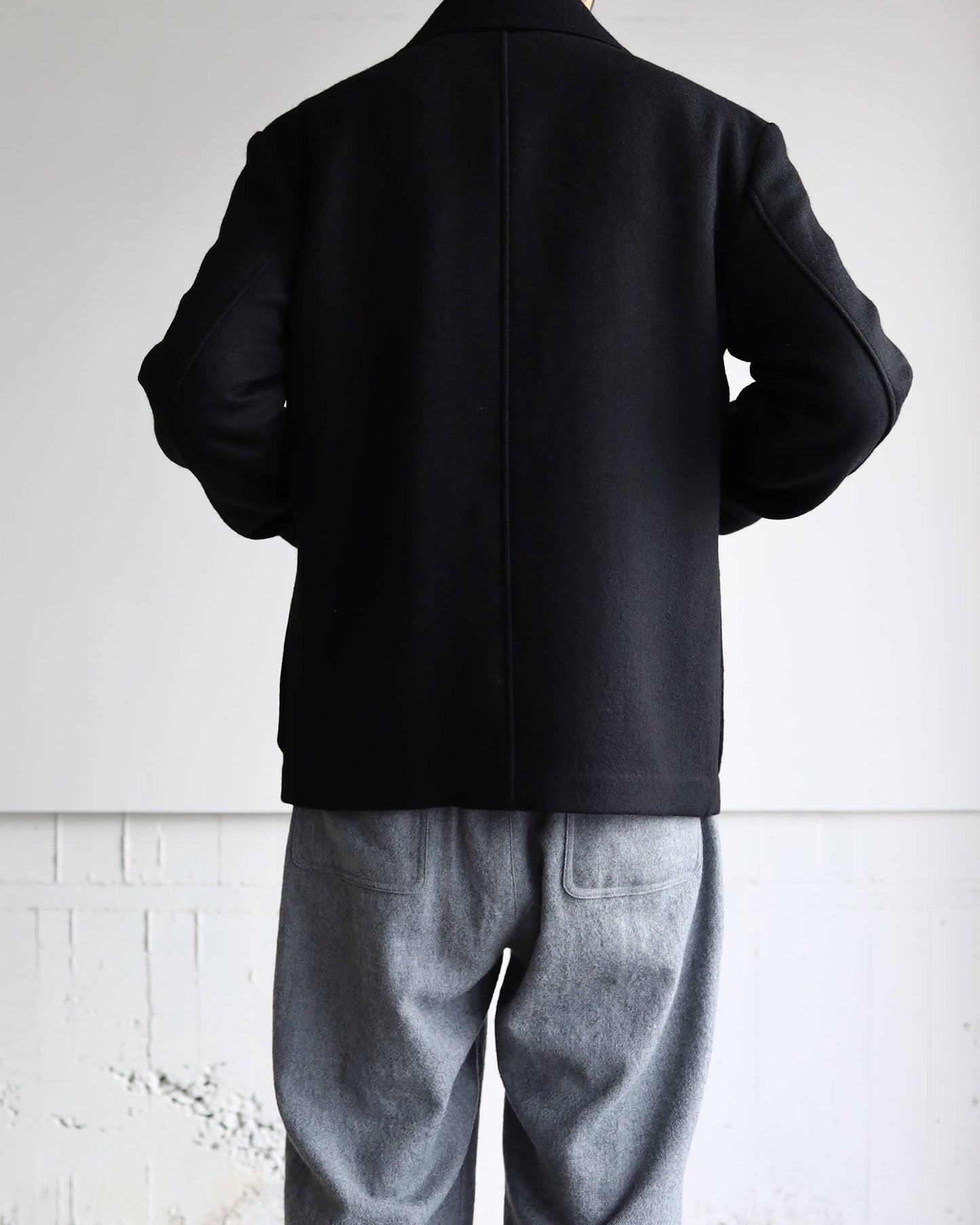 WORK JACKET ORGANIC WOOL DOUBLE CLOTH "BLACK"