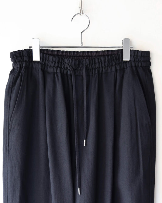 WOOL SILK GABARDINE / RELAXED TROUSER "BLACK"
