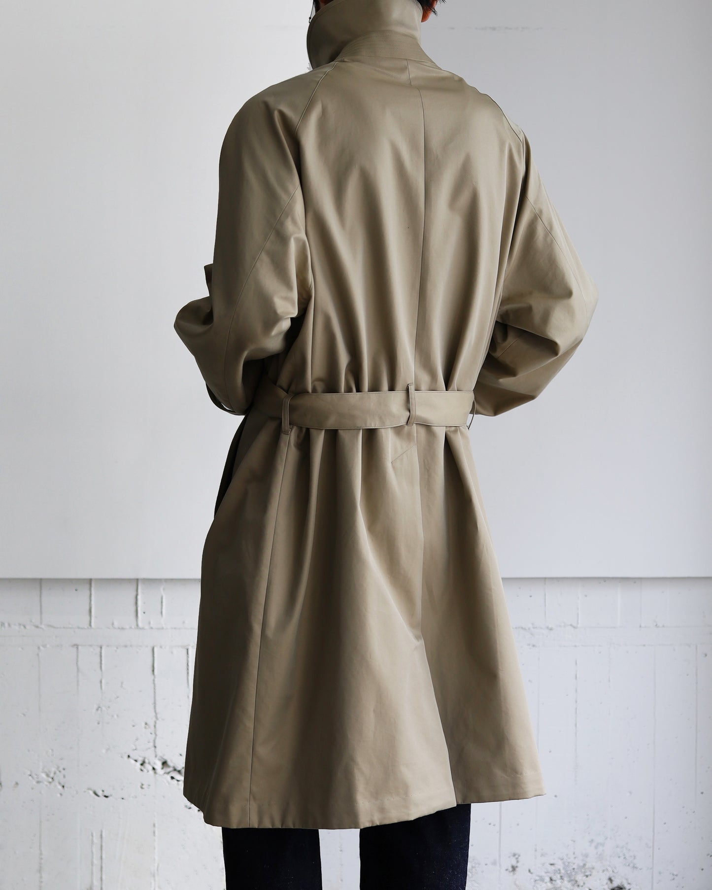 REVERSIBLE SINGLE TRENCH COAT ORGANIC GIZA GABARDINE "KHAKI"