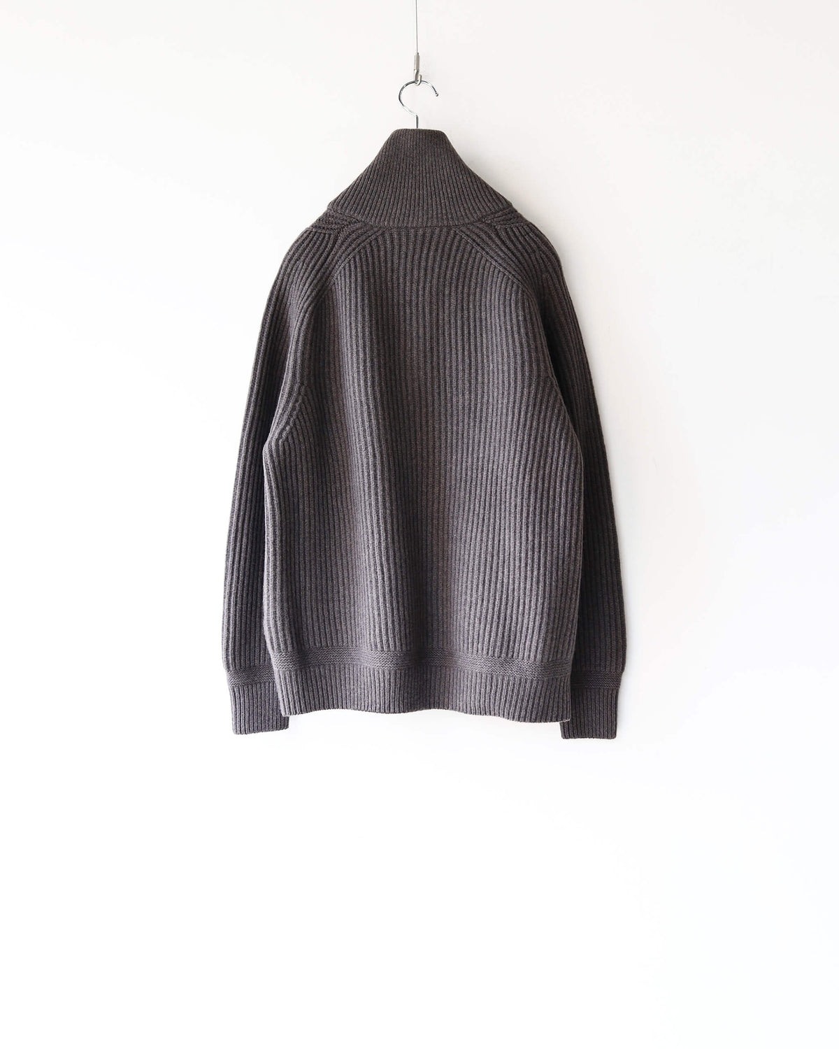 FULL CARDIGAN STITCH HIGH NECK ZIP JACKET "SHADOW"