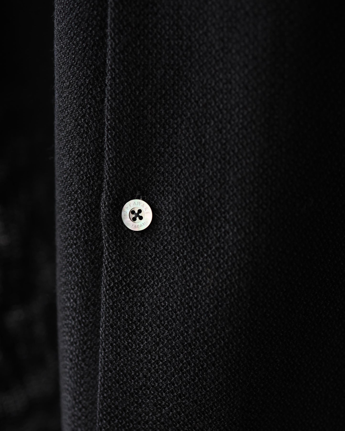 NEW OPEN COLLAR S/S SHIRT ORGANIC WOOL RASCHEL "BLACK"