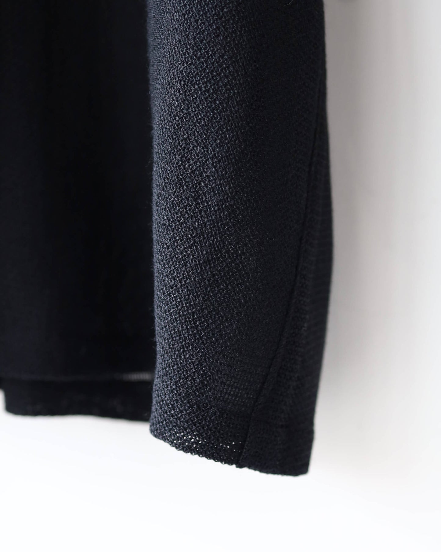 NEW OPEN COLLAR S/S SHIRT ORGANIC WOOL RASCHEL "BLACK"