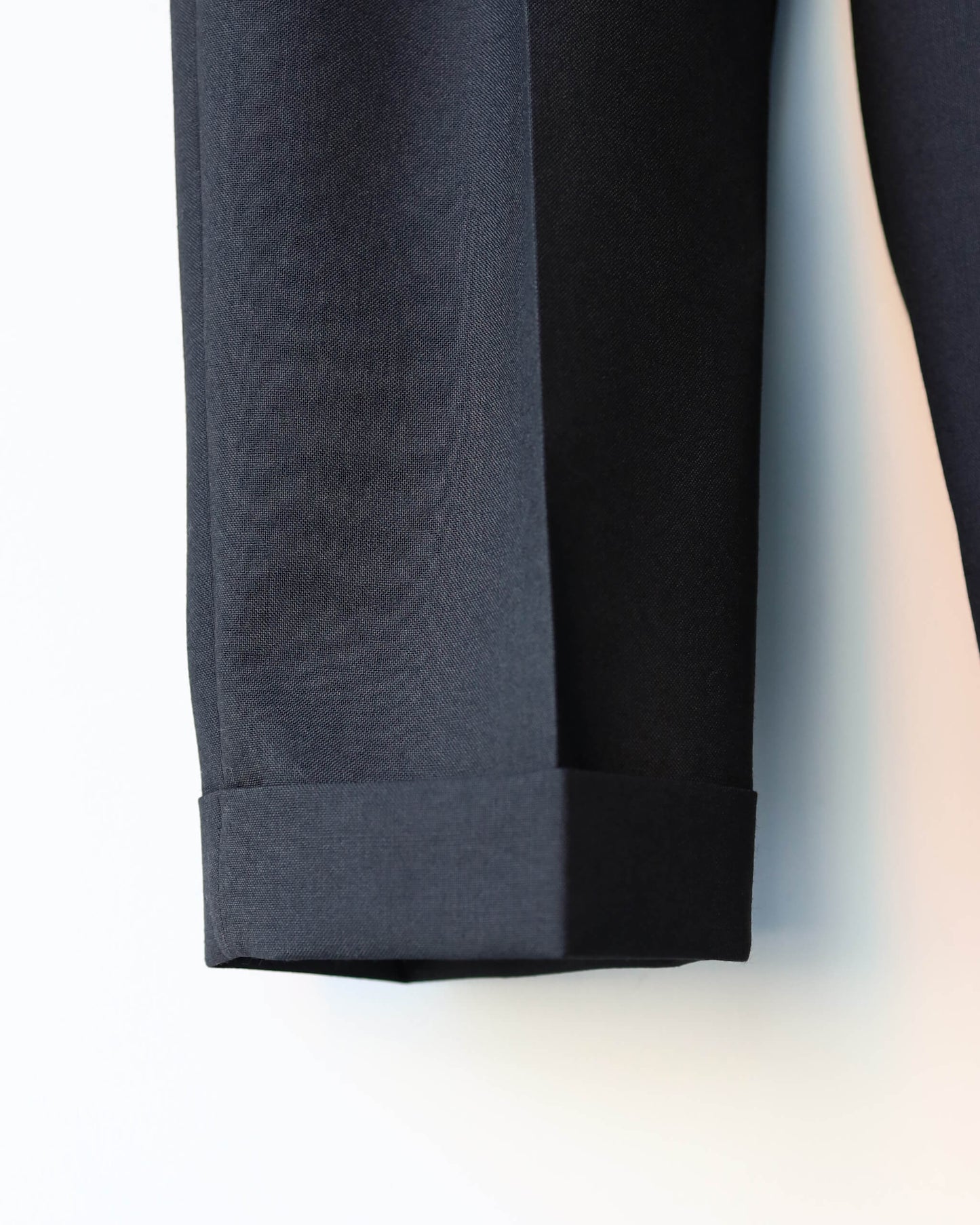 DOUBLE PLEATED CLASSIC WIDE TROUSERS HEAVY ORGANIC WOOL TROPICAL "BLACK"