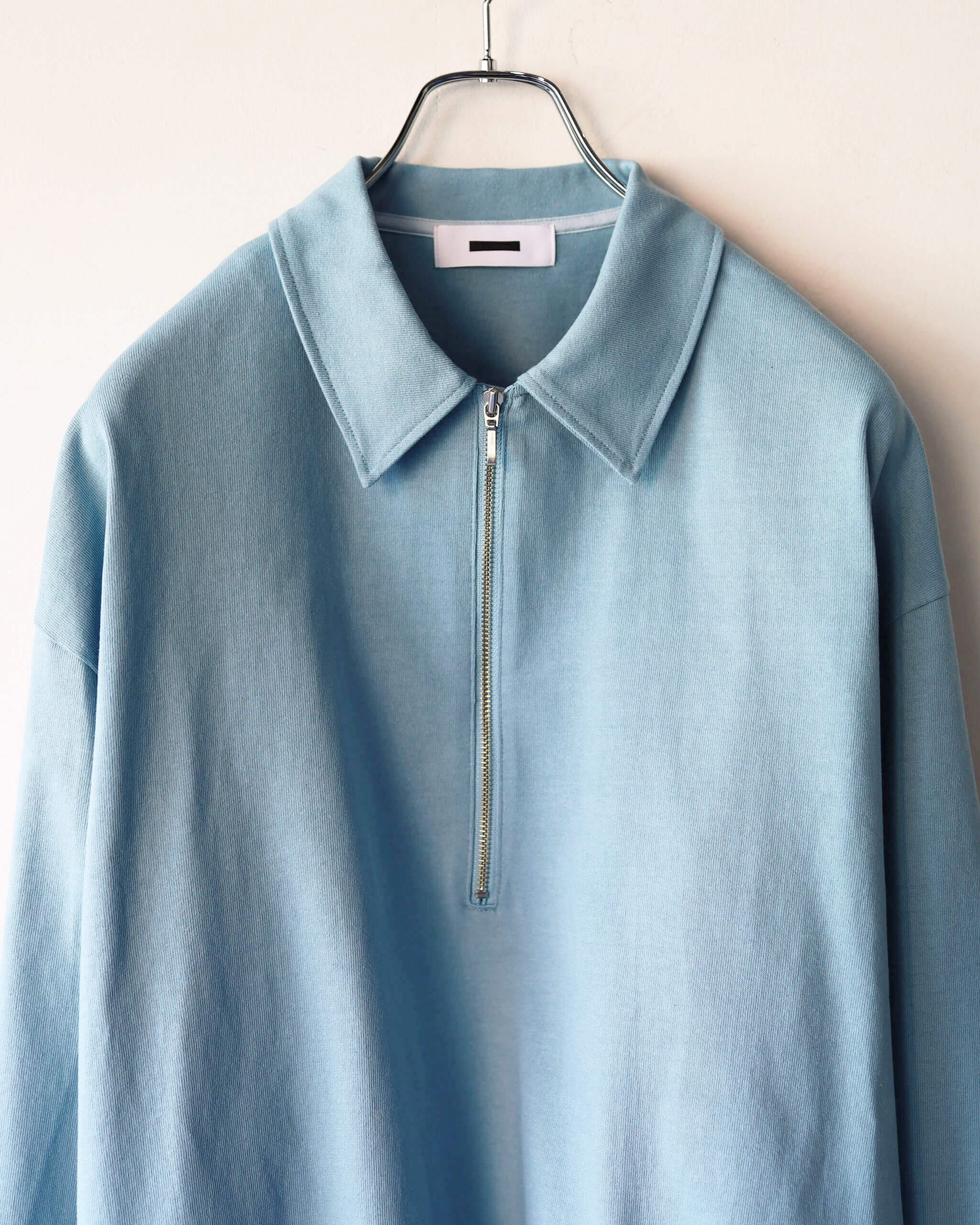 REVERBERATE リバーバレイト ZIP LONG SLEEVE POLO REVERBERATE ZIP LONG SLEEVE POLO (WHITE-WHITE)