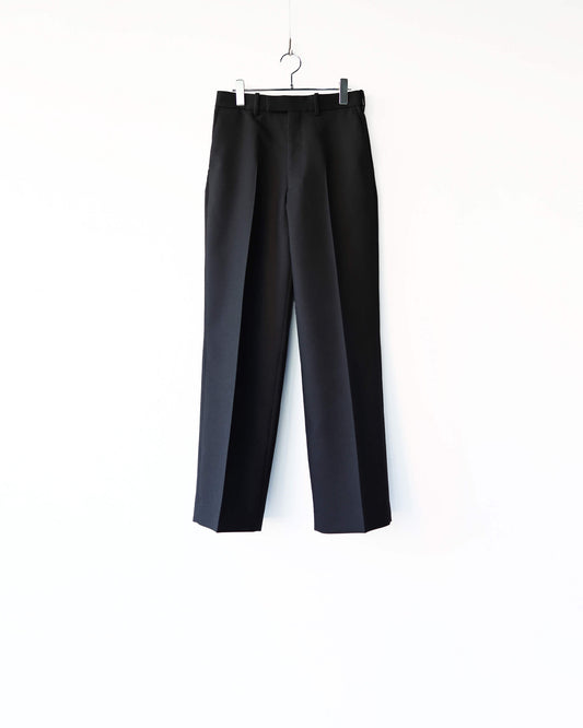 WIDE STRAIGHT TROUSERS HEAVY ORGANIC WOOL TROPICAL "BLACK"