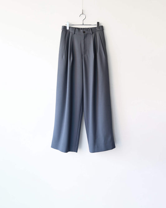 TRIPLE PLEATED WIDE TROUSERS ORGANIC WOOL SURVIVAL CLOTH®︎ "DOLPHIN GRAY"