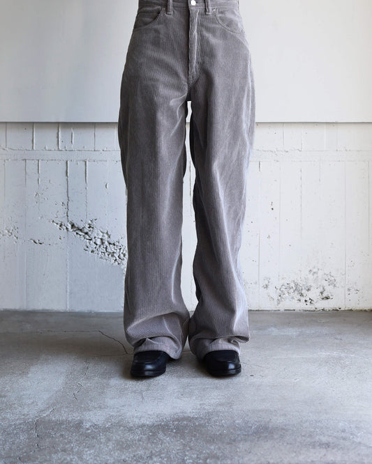 FLOCKY CORDUROY PANTS - WIDE "GREY × OFF WHITE"
