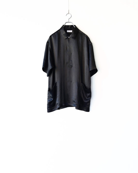 V-SATIN S/S SHIRTS "BLACK"