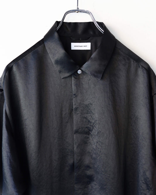 V-SATIN S/S SHIRTS "BLACK"