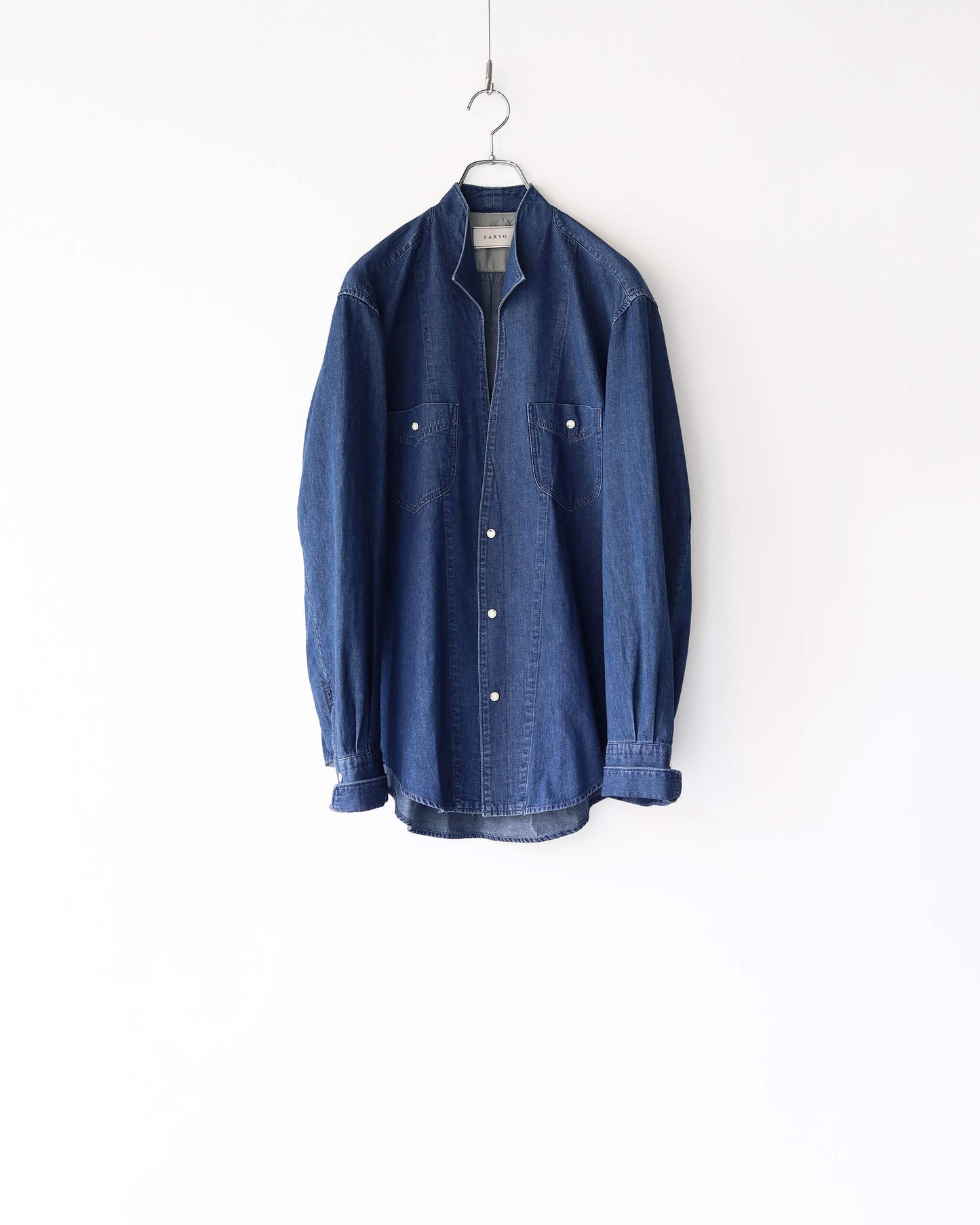 5.5oz selvage DENIM SHIRT "WASHED INDIGO"