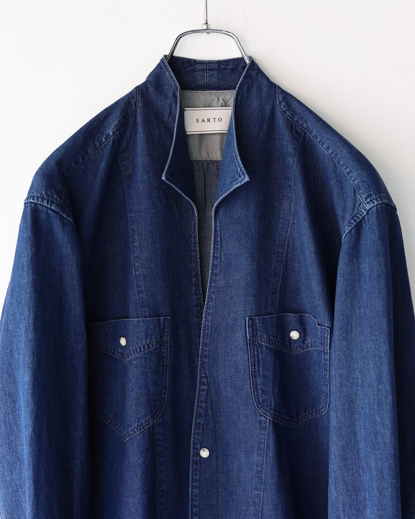 5.5oz selvage DENIM SHIRT "WASHED INDIGO"