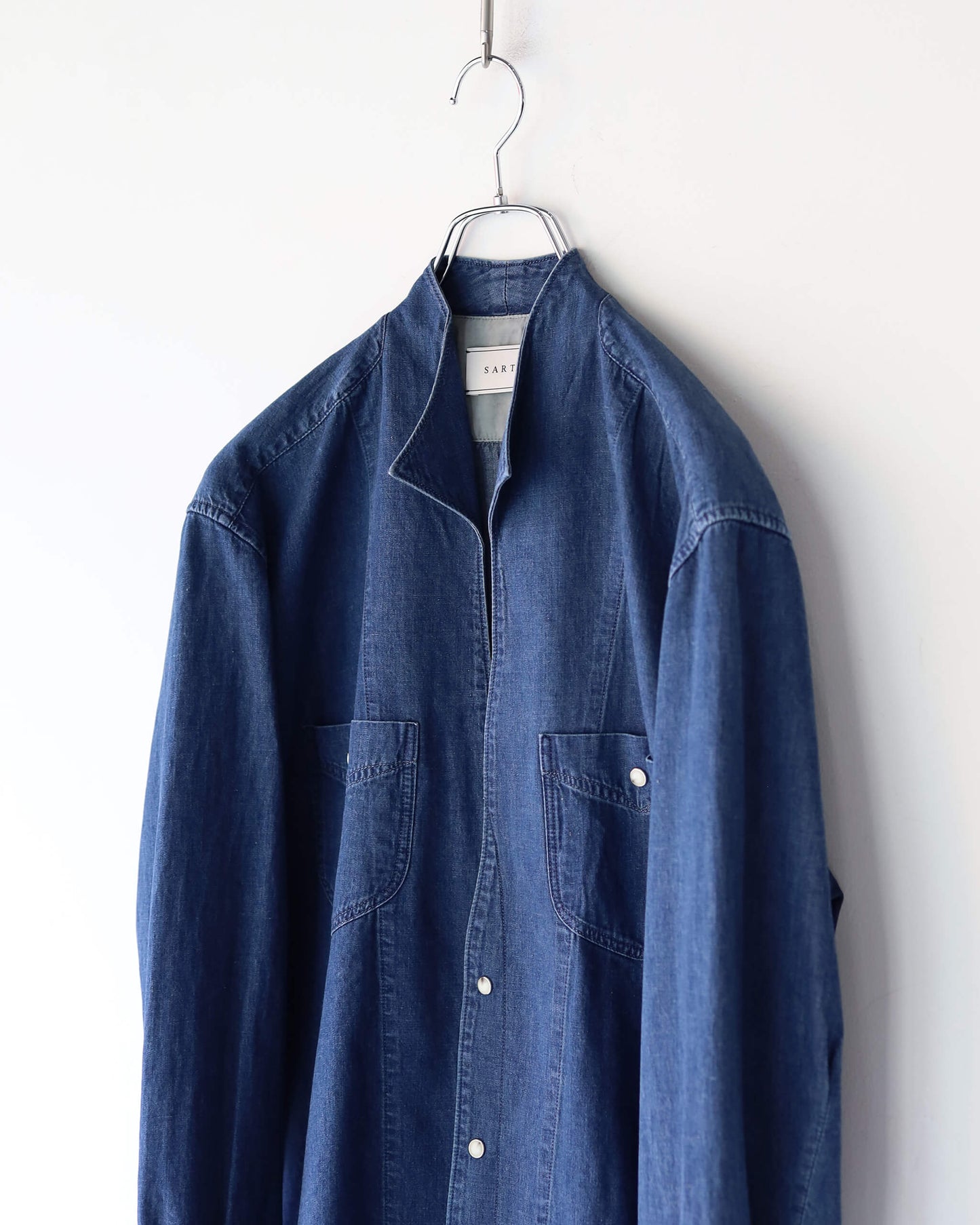 5.5oz selvage DENIM SHIRT "WASHED INDIGO"