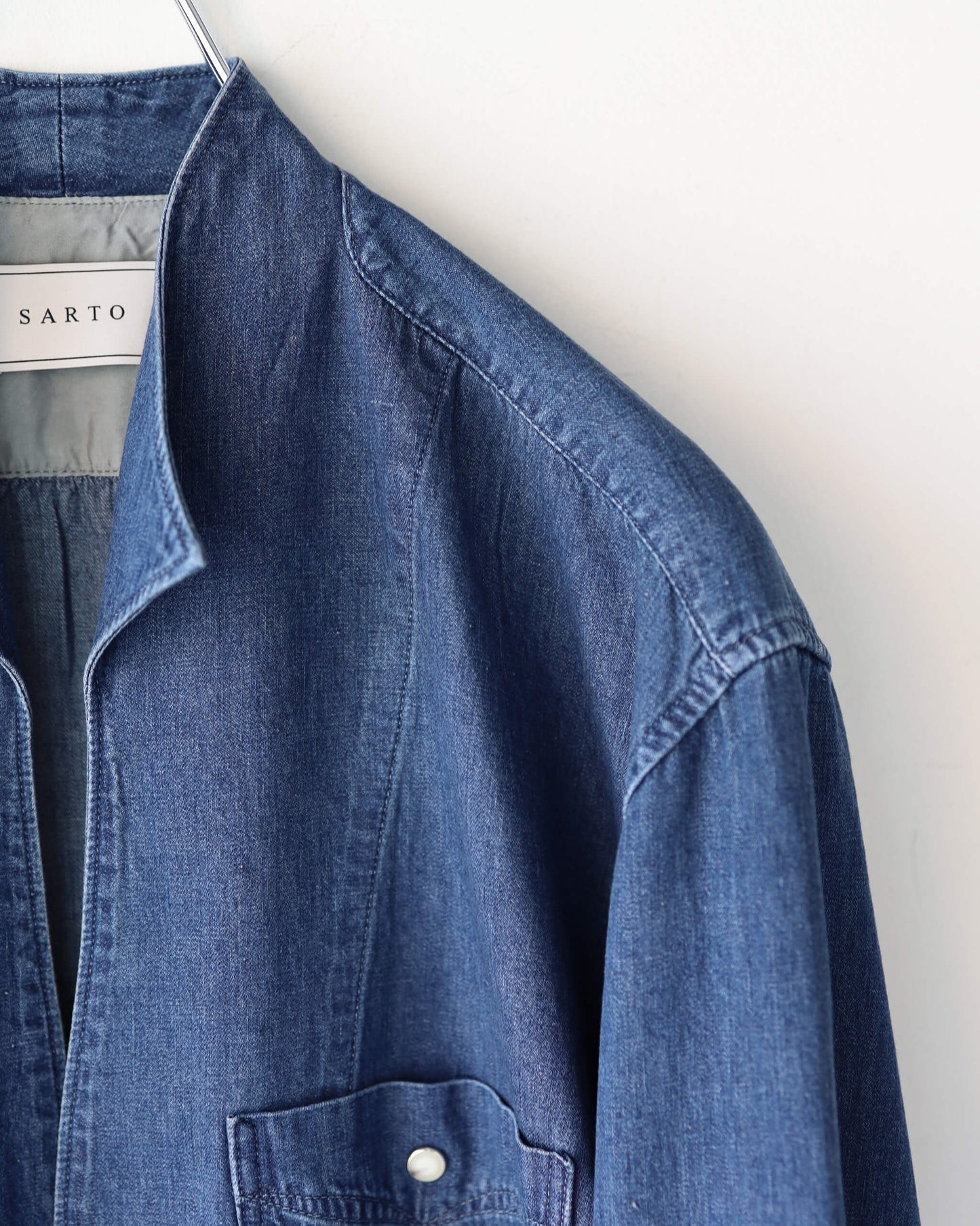 5.5oz selvage DENIM SHIRT "WASHED INDIGO"