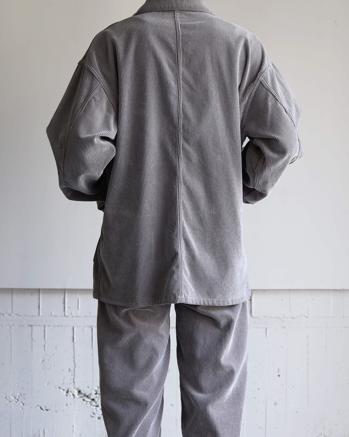 FLOCKY CORDUROY WORK JACKET "GREY × OFF WHITE"