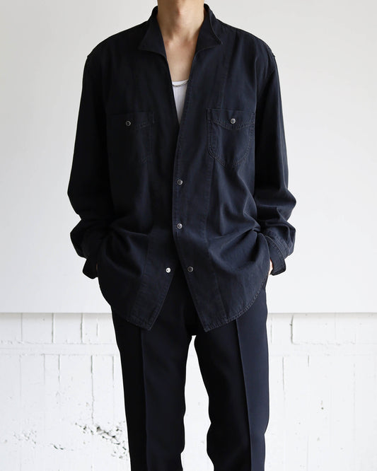5.5oz selvage DENIM SHIRT "WASHED BLACK"