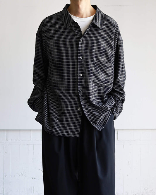 RAYON CHECK SHIRT "BLACK"