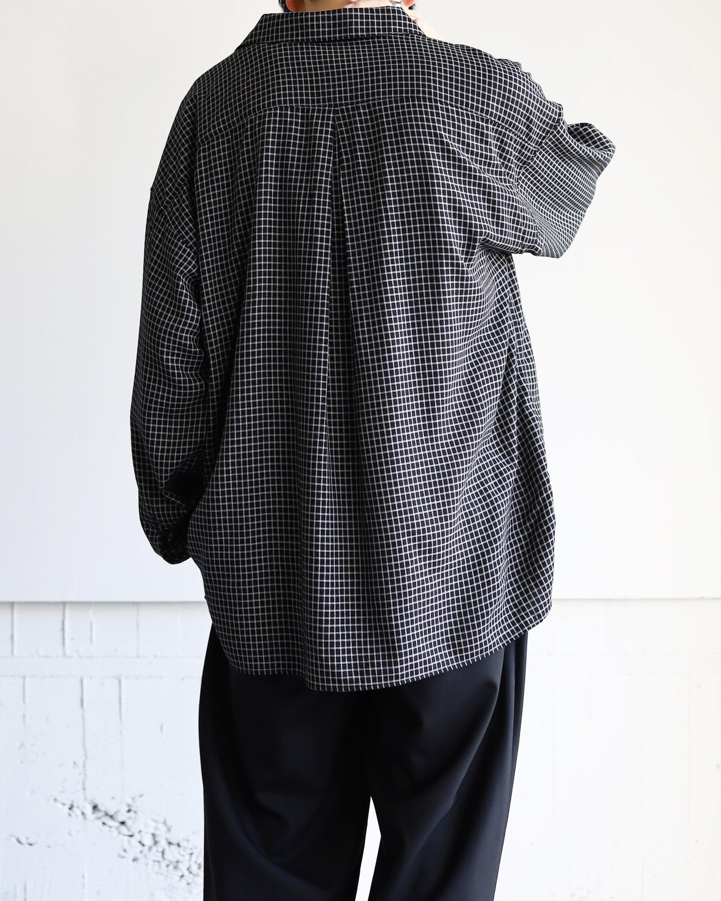 RAYON CHECK SHIRT "BLACK"