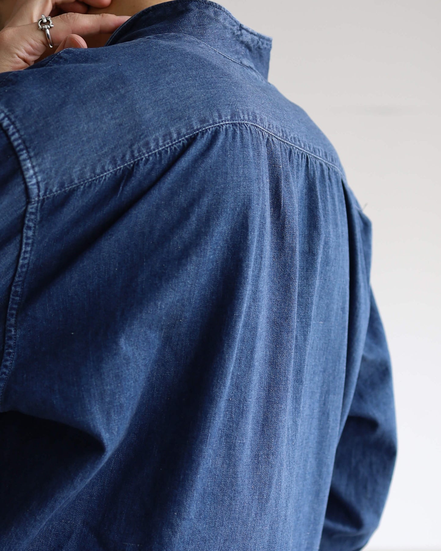 5.5oz selvage DENIM SHIRT "WASHED INDIGO"