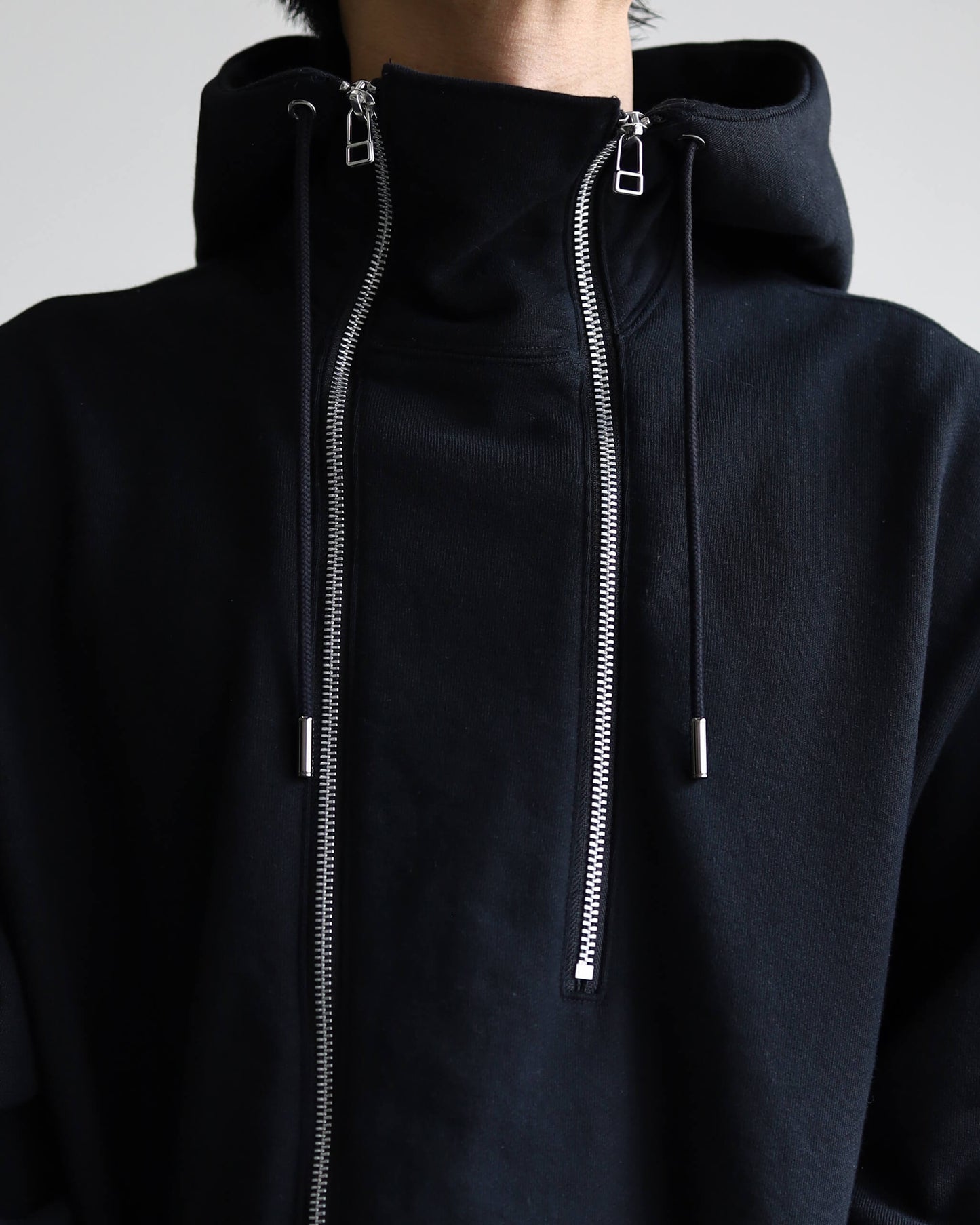 DOUBLE FRONT SWEAT HOODIE "Bk"