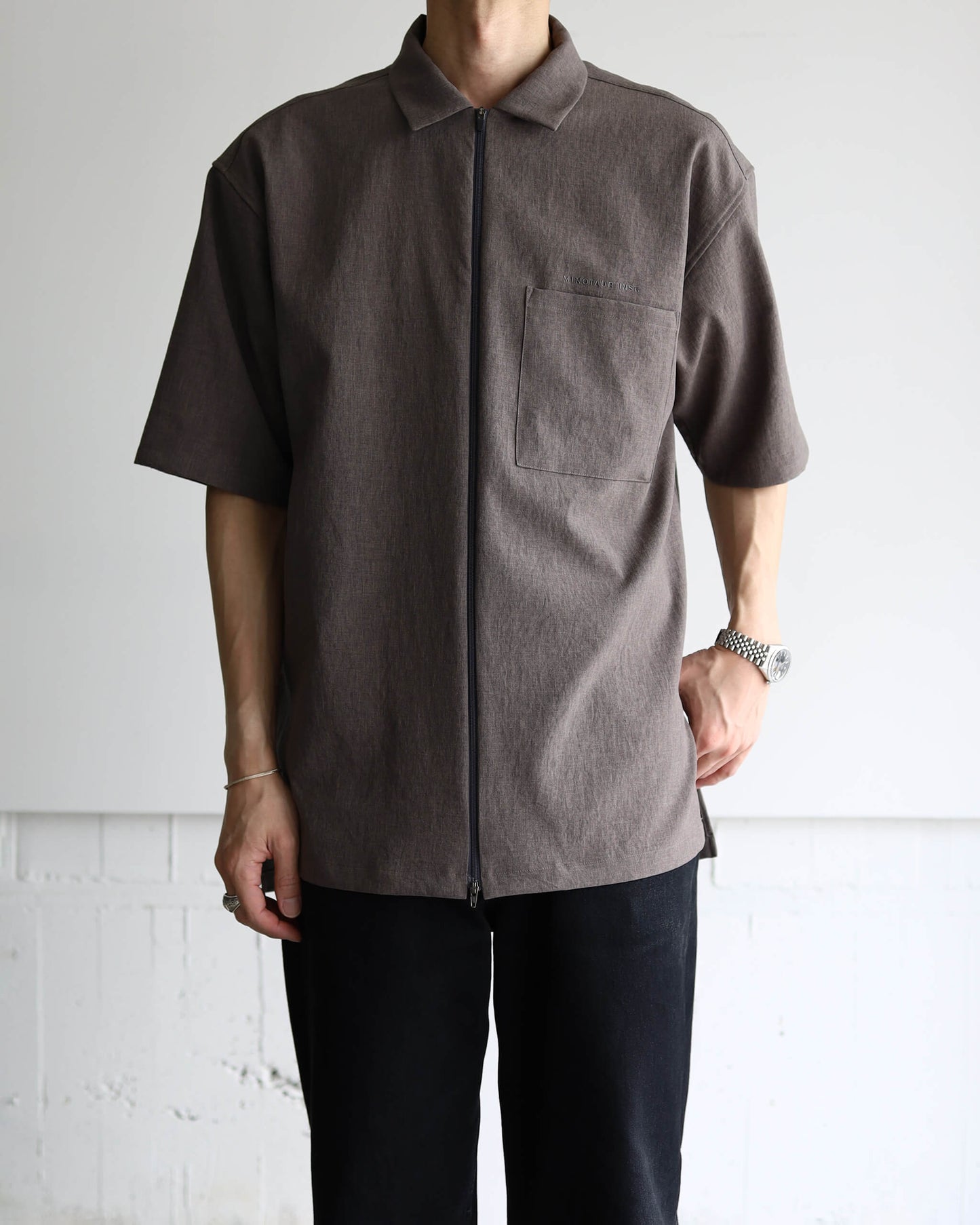 S/S ZIP SHIRTS "GRAY"