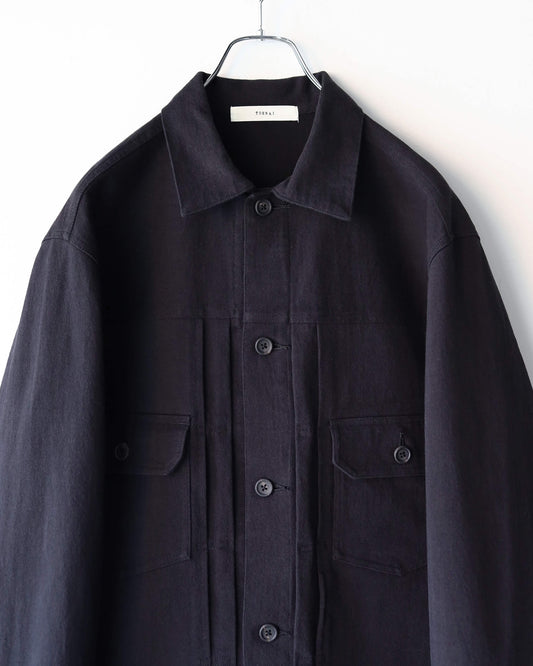 COTTON DENSE JERSEY / TRUCKER JACKET "BLACK"
