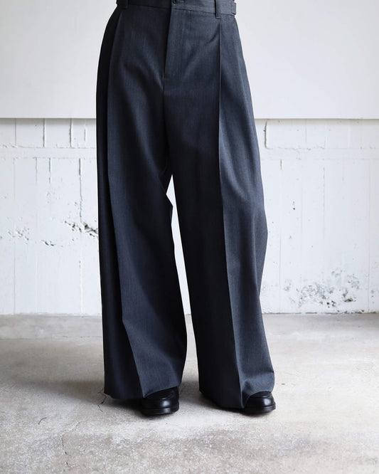 MAKOTO TROUSERS -PLEATED WIDE- "CHARCOAL"