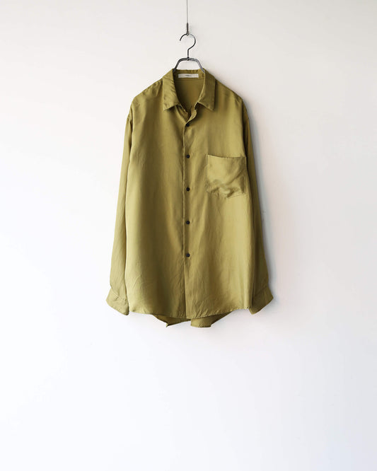 BRUSHED SILK / REGULAR COLLAR SHIRT "KHAKI"