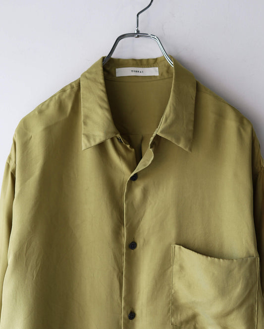 BRUSHED SILK / REGULAR COLLAR SHIRT "KHAKI"