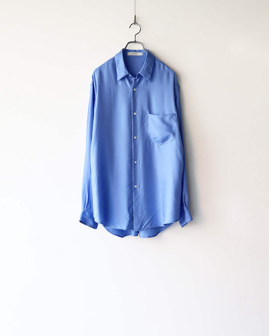 BRUSHED SILK / REGULAR COLLAR SHIRT "BLUE"