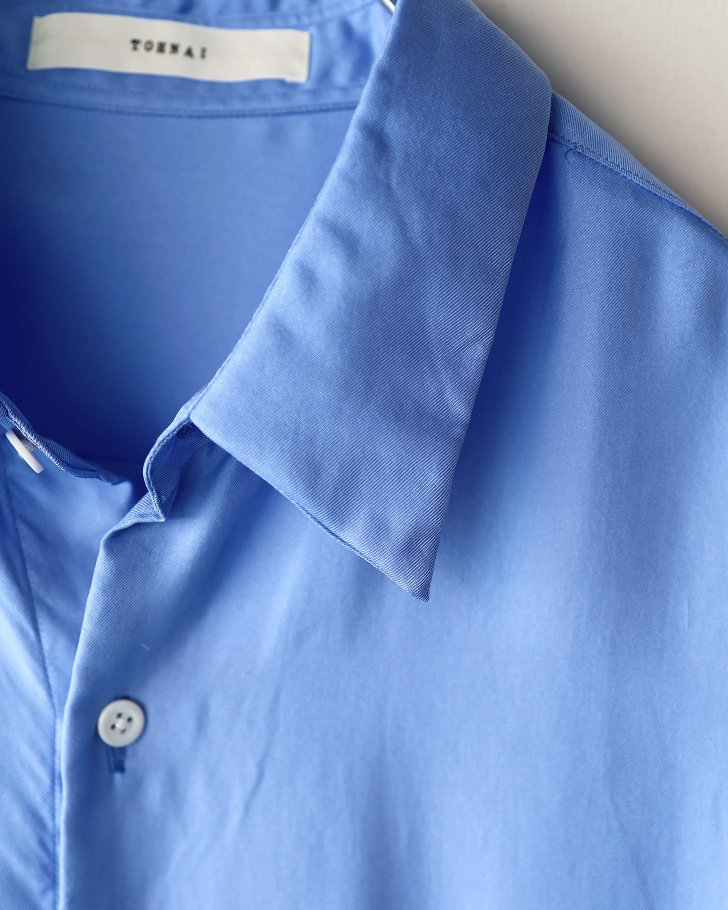 BRUSHED SILK / REGULAR COLLAR SHIRT "BLUE"