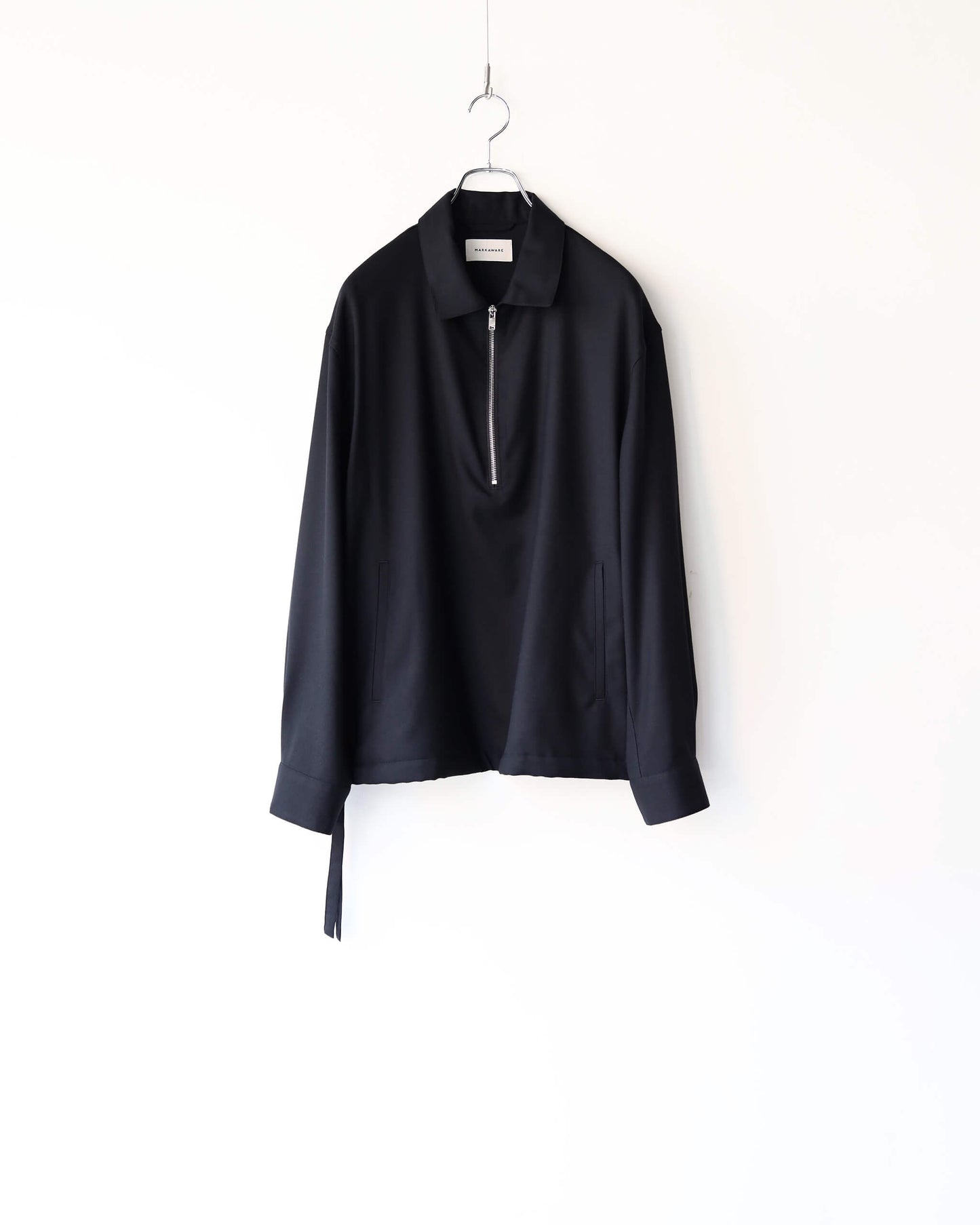 HALF ZIP SURVICE JACKET 2/80 ORGANIC WOOL VIYELLA "BLACK"