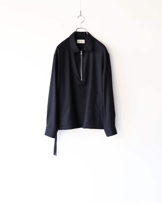 HALF ZIP SURVICE JACKET 2/80 ORGANIC WOOL VIYELLA "BLACK"