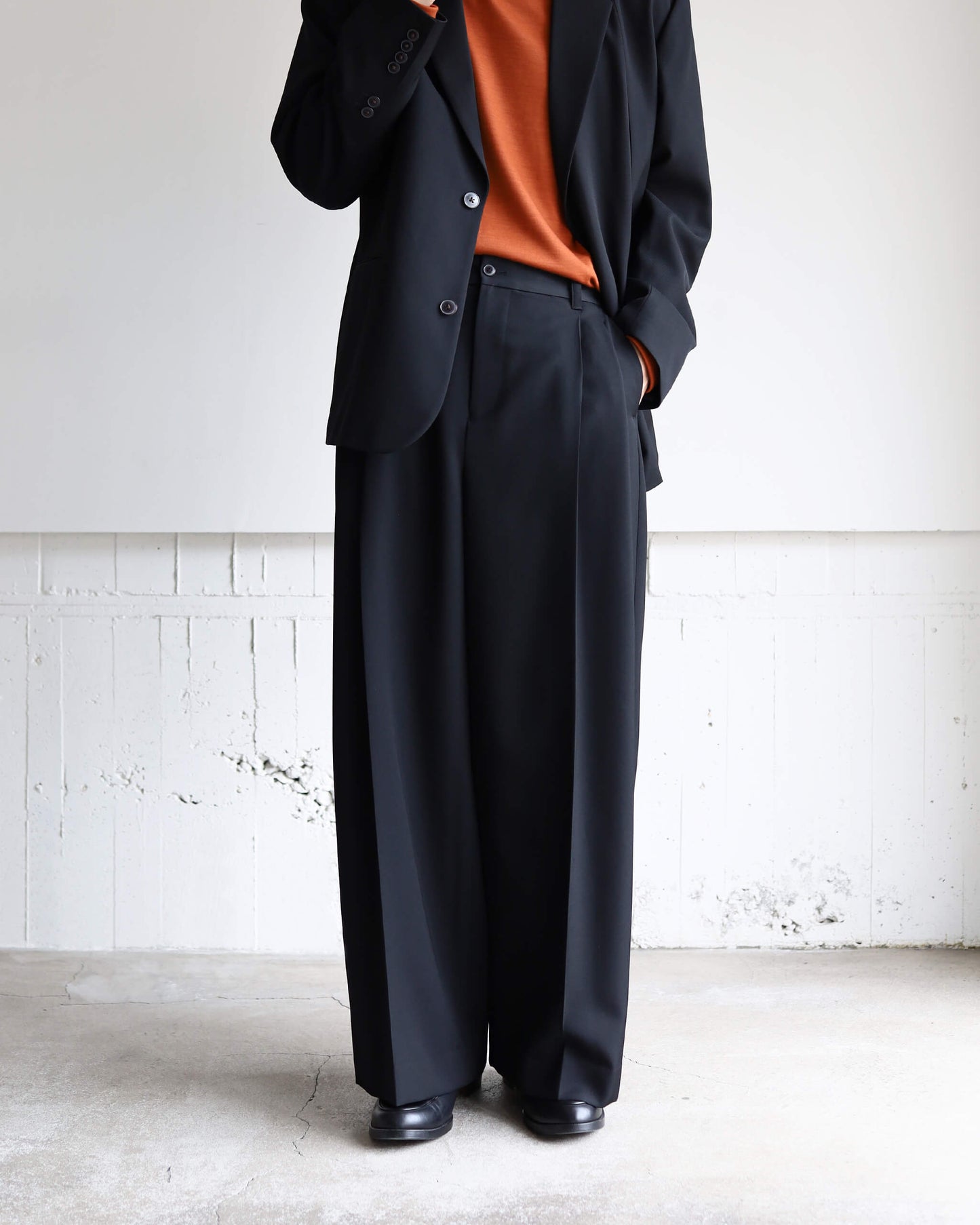 MAKOTO TROUSERS -PLEATED WIDE- "BLACK"