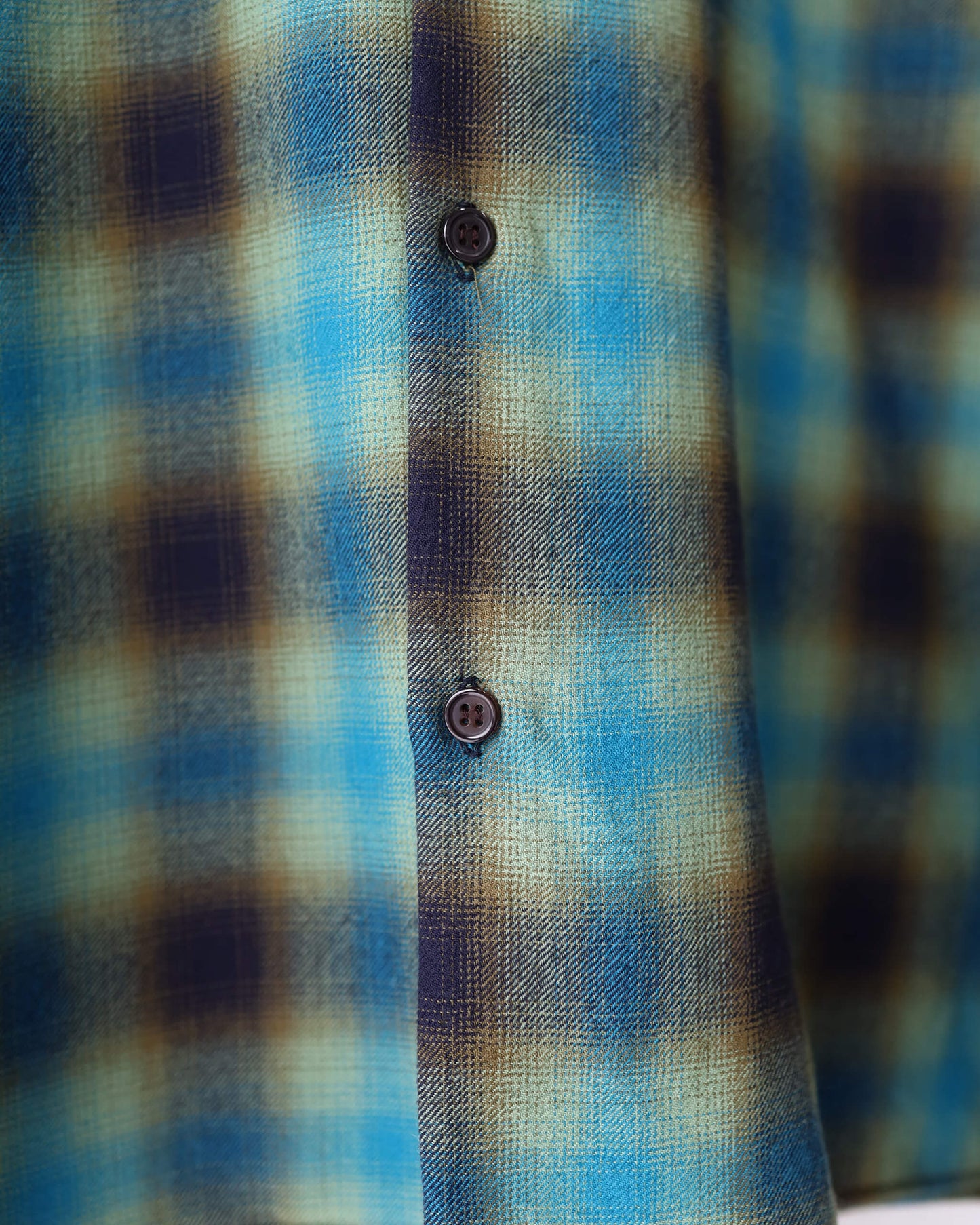 OPEN COLLAR SHIRT SUPER160's 2/96 WOOL VIYELLA "GREEN CHECK"