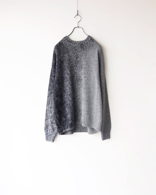 CREW NECK JUMPER FOGGY DYEING FINE ALPACA "GRAY × BLACK"