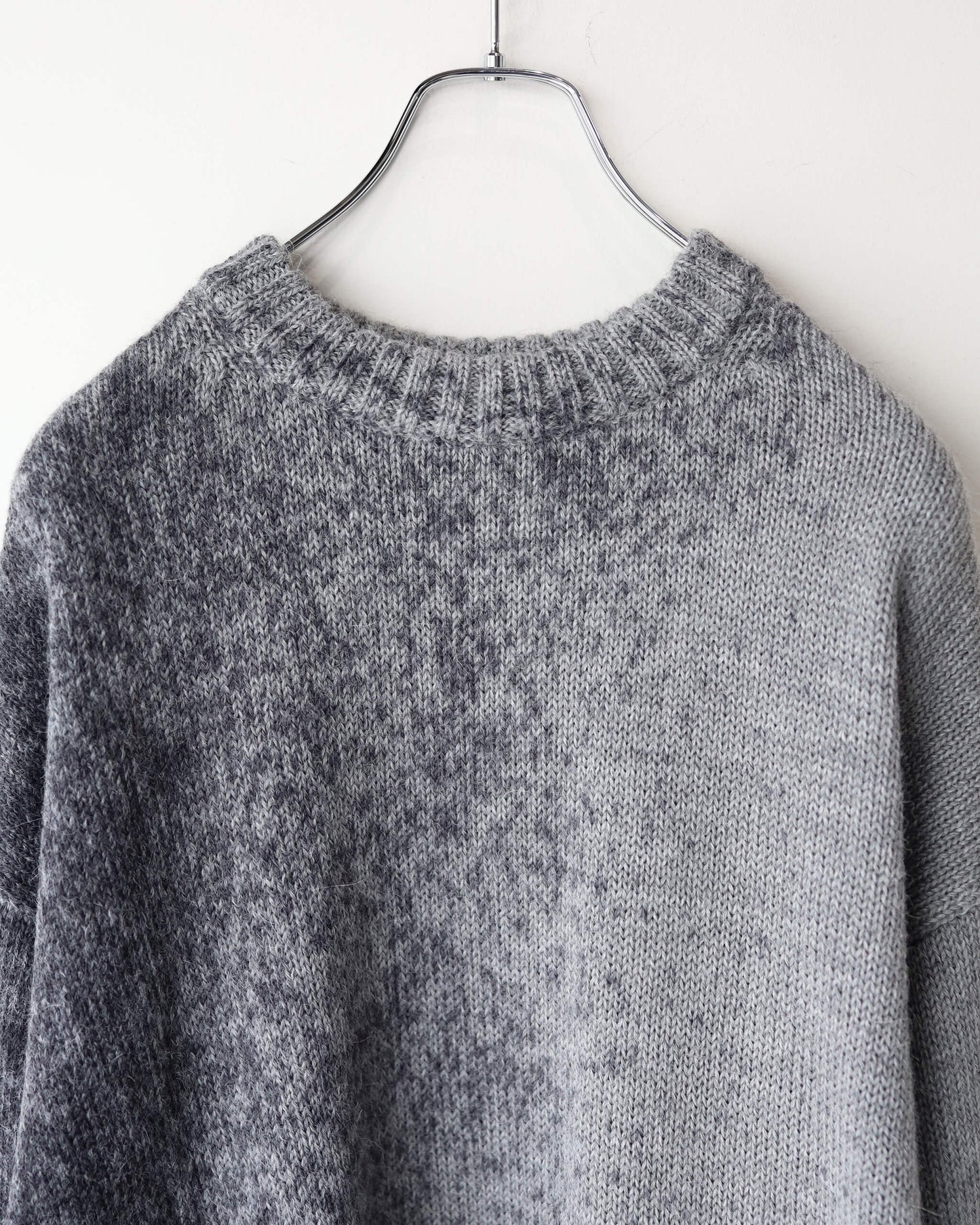 CREW NECK JUMPER FOGGY DYEING FINE ALPACA "GRAY × BLACK"