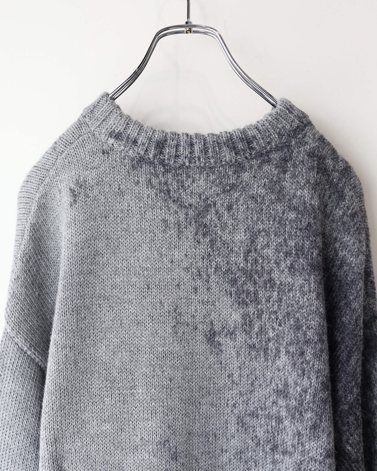 CREW NECK JUMPER FOGGY DYEING FINE ALPACA "GRAY × BLACK"