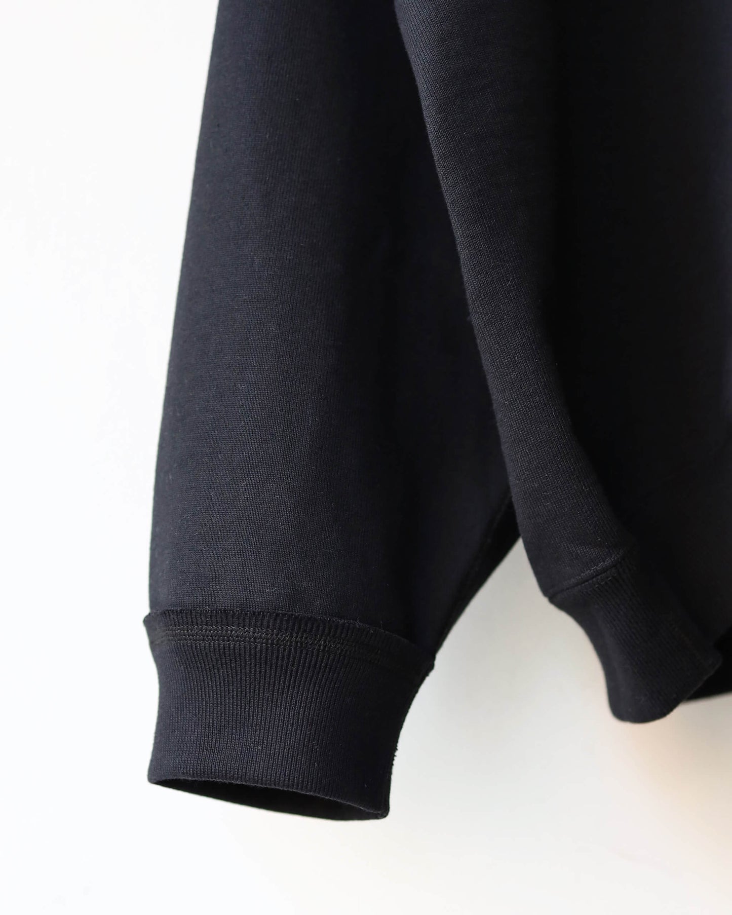 HALF ZIP POLO ORGANIC COTTON HEAVY FLEECE "BLACK"