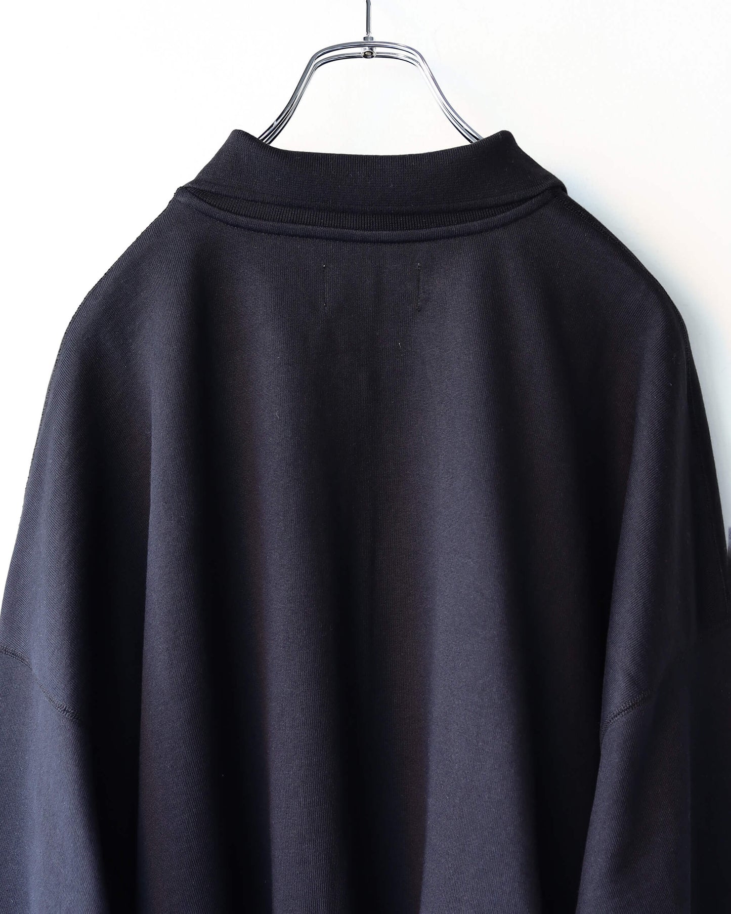HALF ZIP POLO ORGANIC COTTON HEAVY FLEECE "BLACK"