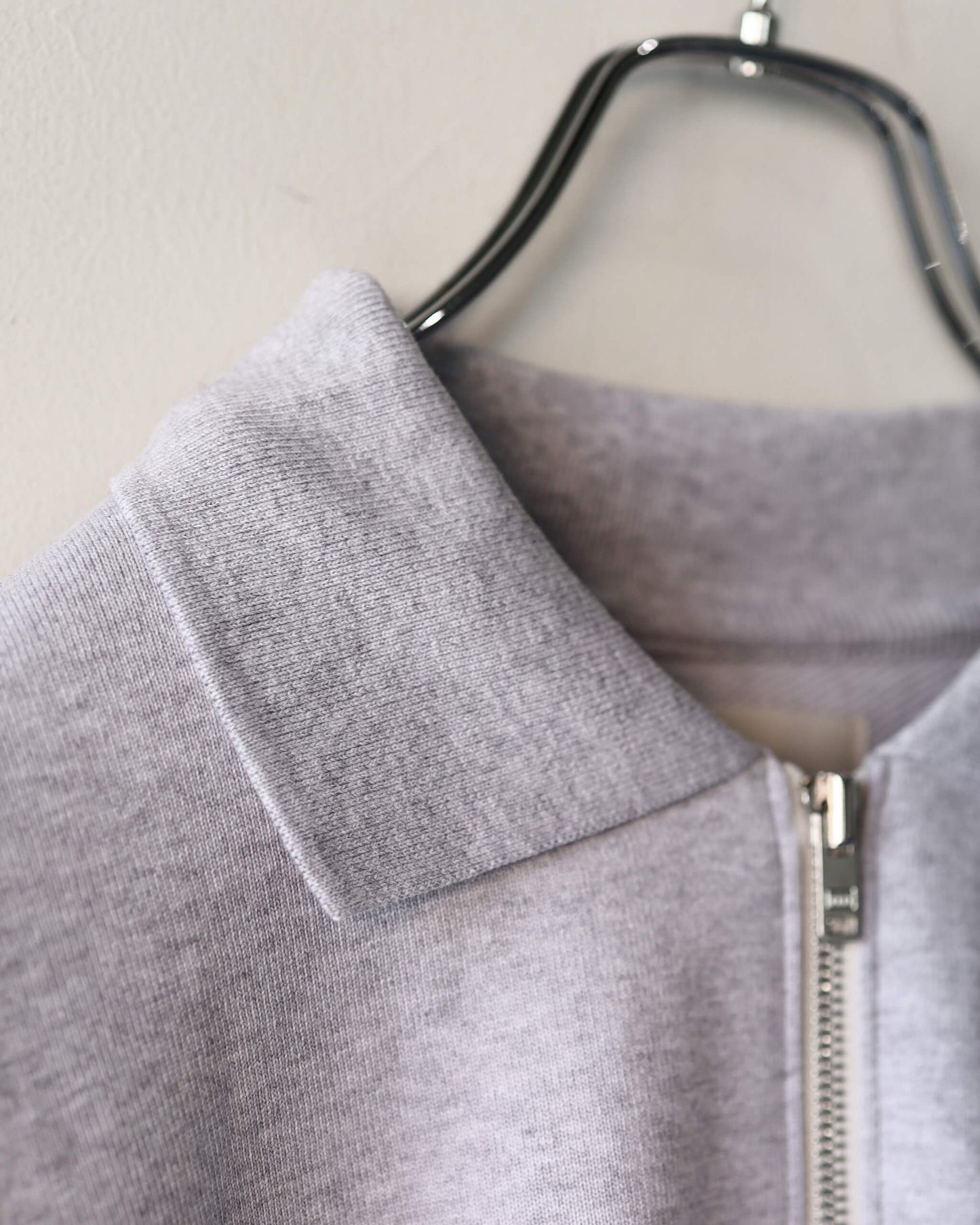 HALF ZIP POLO ORGANIC COTTON HEAVY FLEECE "ASH GRAY"