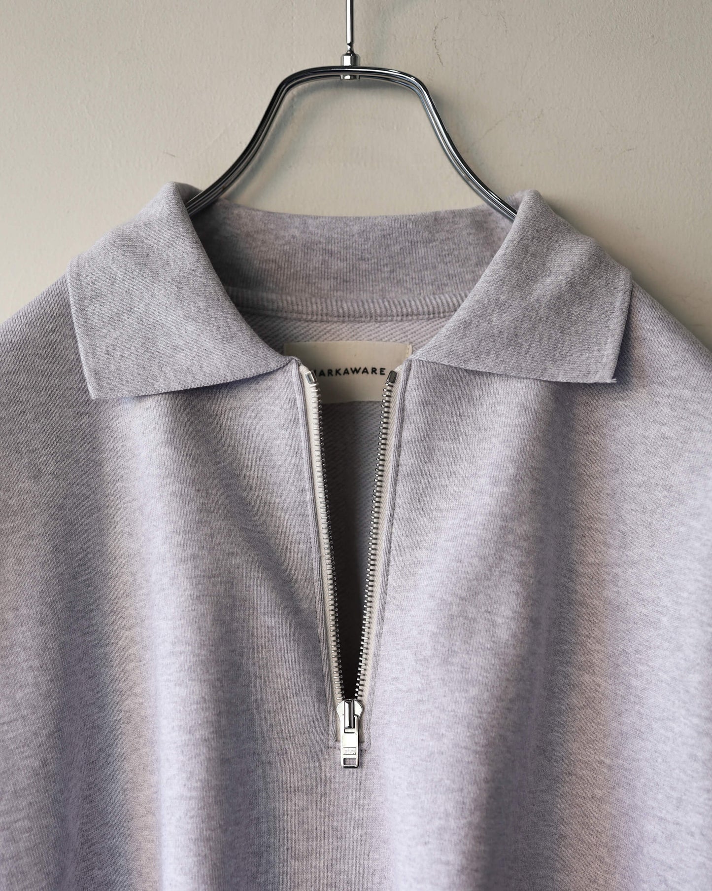HALF ZIP POLO ORGANIC COTTON HEAVY FLEECE "ASH GRAY"