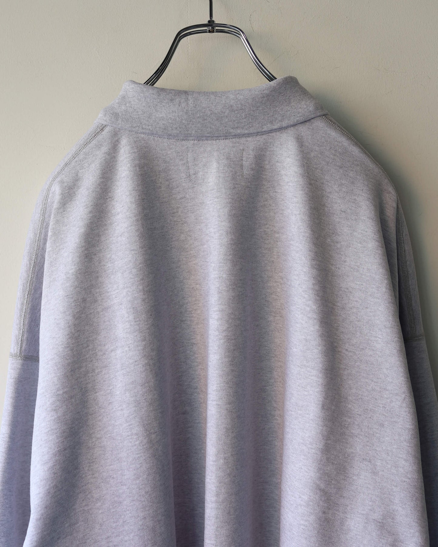 HALF ZIP POLO ORGANIC COTTON HEAVY FLEECE "ASH GRAY"