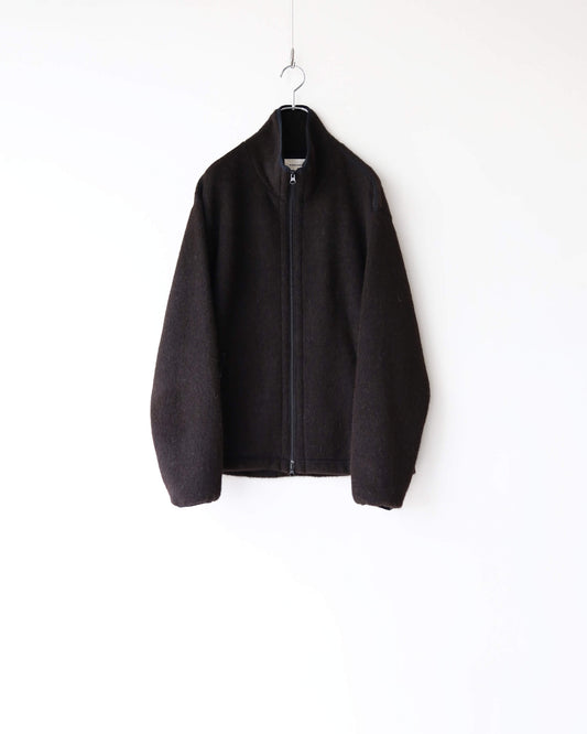 TRACK JACKET NATURAL COLOR ALPACA FLEECE "NATURAL BLACK"