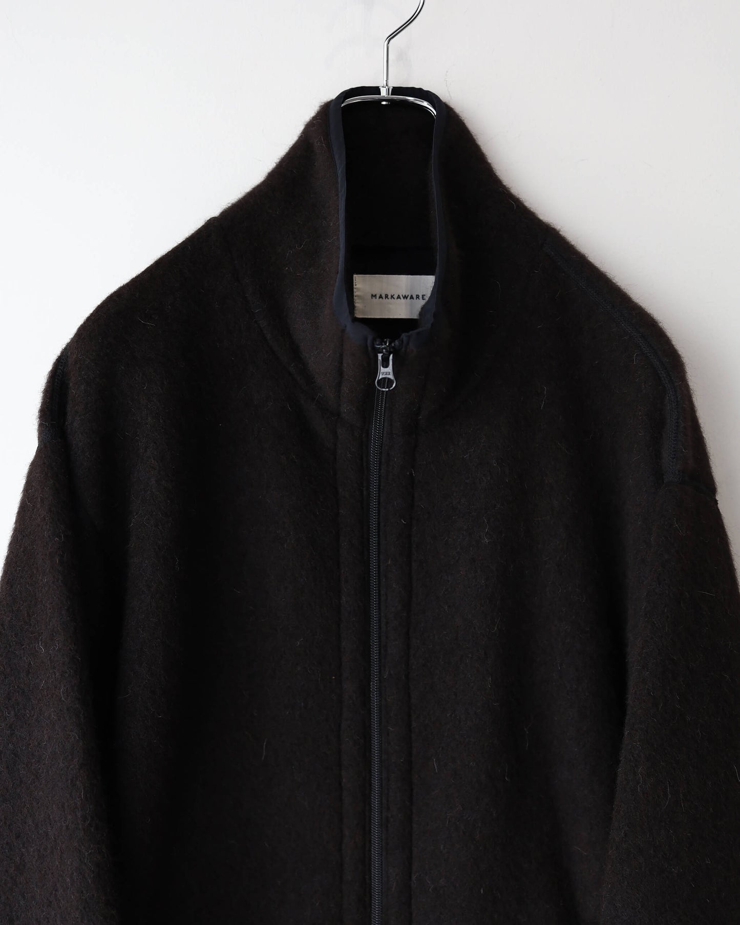 TRACK JACKET NATURAL COLOR ALPACA FLEECE "NATURAL BLACK"