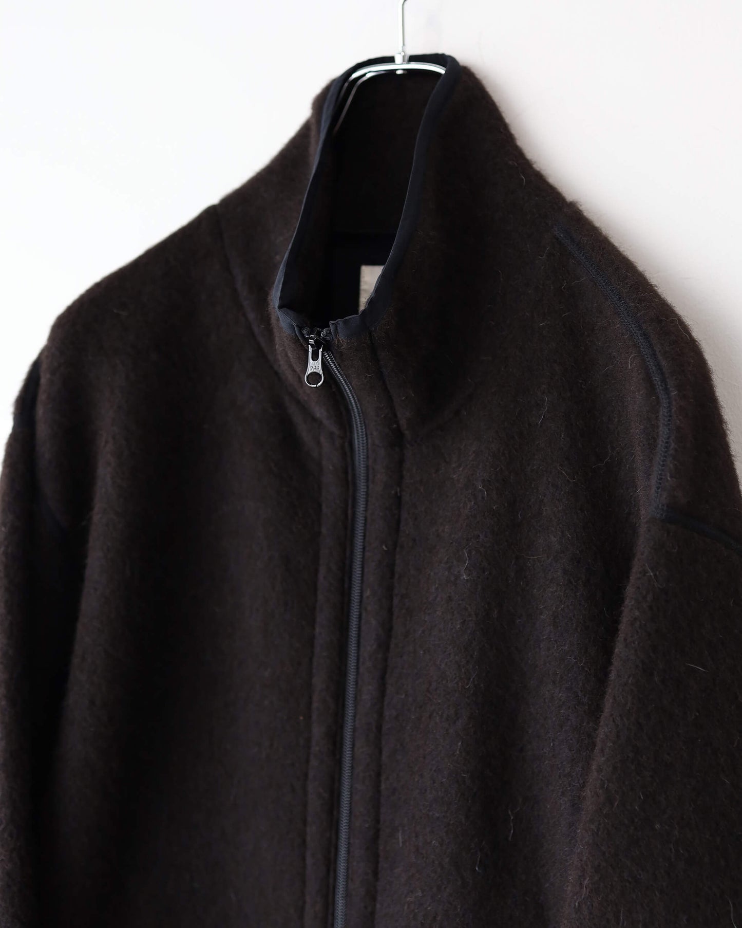 TRACK JACKET NATURAL COLOR ALPACA FLEECE "NATURAL BLACK"