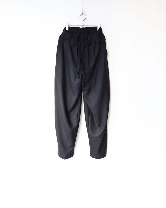 COCOON WIDE EASY PANTS 2/32 WOOL SOFT FLANNEL "DARK NAVY"