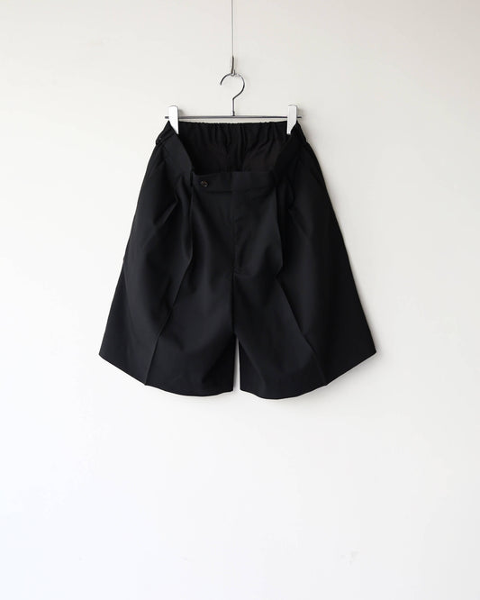 DOUBLE PLEATED CLASSIC WIDE SHORTS ORGANIC WOOL 2/80 TROPICAL "BLACK"